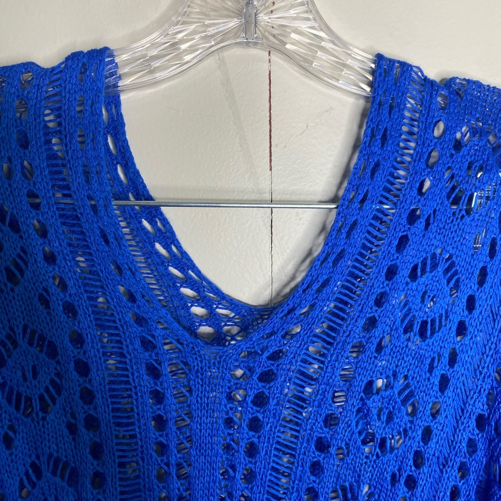 Vibrant Blue Crochet Cover-Up - Picture 3 of 5